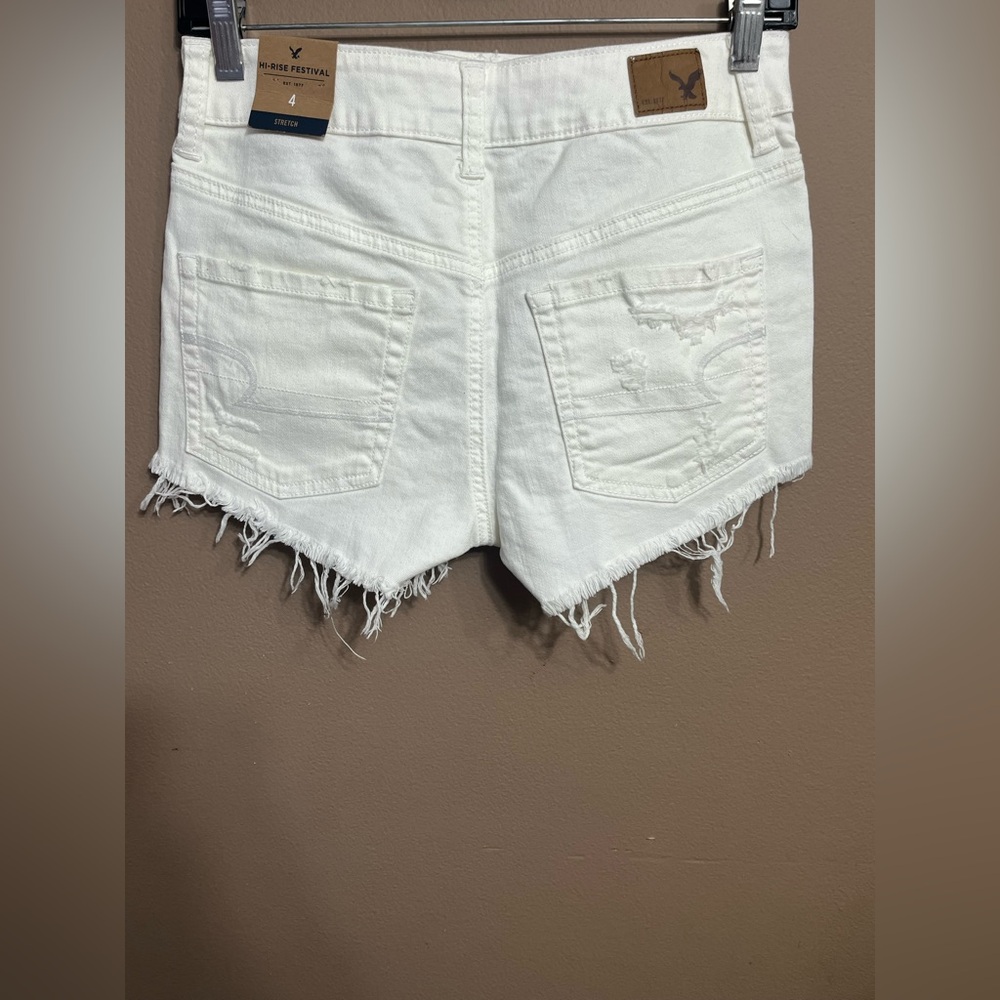 NWT American Eagle Stretch White Jean Shorts Size 4 - Picture 5 of 16